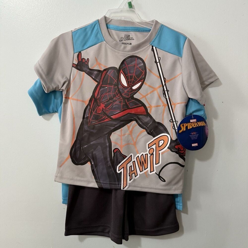 Marvel Miles Morales Amazing Spider-Man Webbed Wonder Boys 3 Pc Short Set Size 4